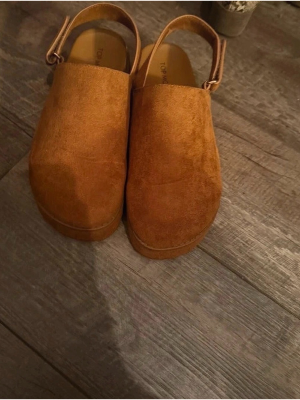 TOP Moda Brown Suede Slip-On Clogs with Back Strap
